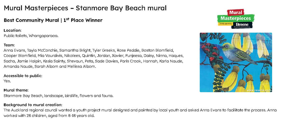 Stanmore Bay Mural win